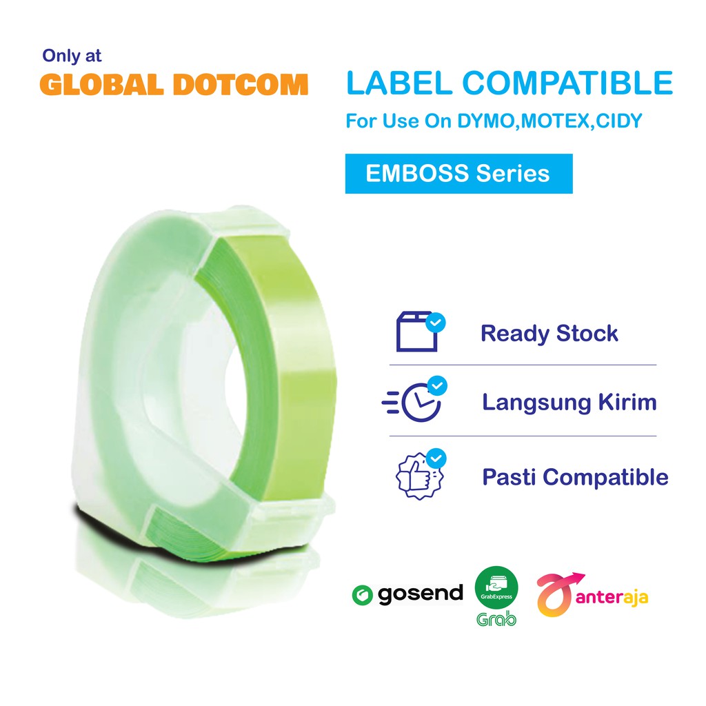 

REFILL LABEL EMBOSS FLUORESCEENT GREEN 9MM FOR USE ON DYMO/MOTEX/CIDY