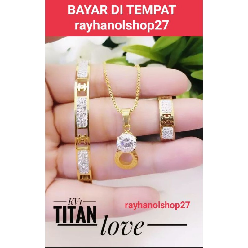 NEW&quot;&quot;TERBARU RO-27 SET PERHIASAN TITANIUM GOLD ANTI KARAT LAPIS EMAS 24 K