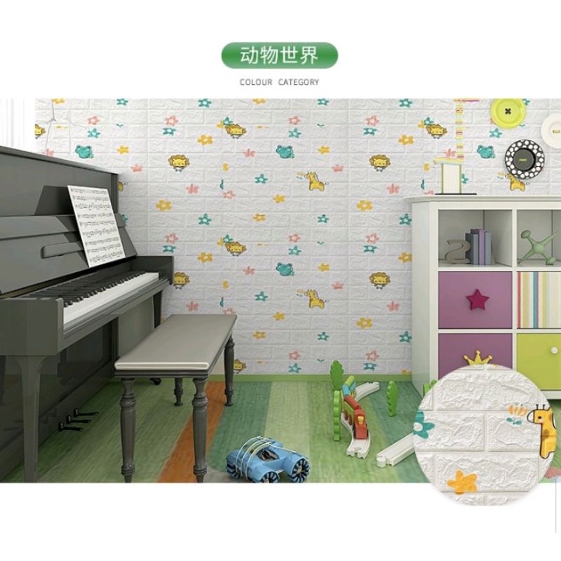 Wallpaper Dinding 3D Foam Motif Batu Bata Ukuran 77 x 70 CM Dekorasi Dinding Kamar Rumah Murah//List Wallpaper uk.11x70cm-ZW7-K5