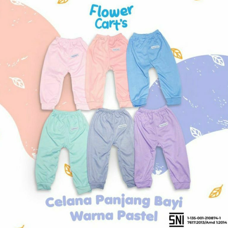 (6 Pcs) Celana Panjang Bayi Pampers Flower Carts Pampers 0-6 Bulan SNI Celana Panjang Flower Cart's CP