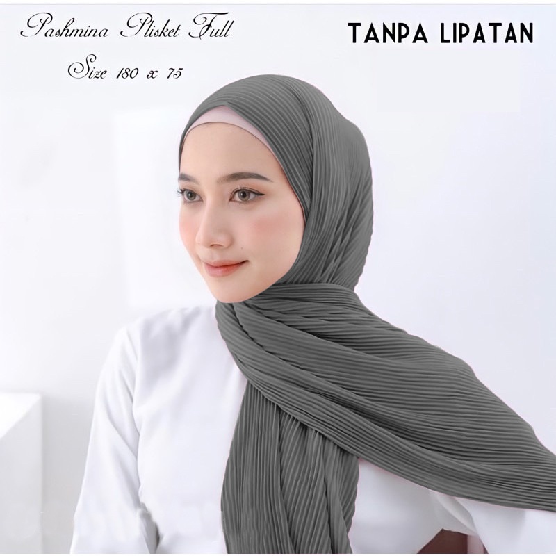 Krudung Pashmina Plisket Ceruty Babydoll / [TANPA PATAHAN] / Pashmina Plisket Sahwl / Pashmina Cerut