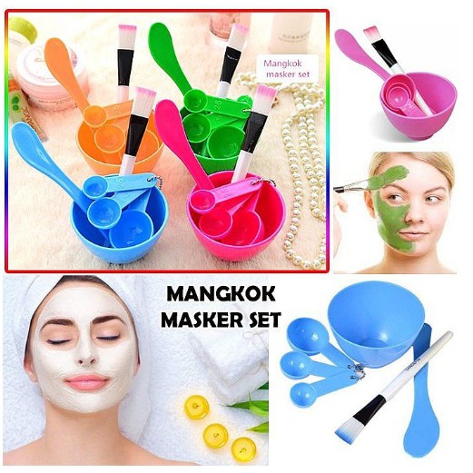 [COD] Mangkuk Plastik Masker Set 4in1 Plus Kuas Sendok Praktis &amp; Mudah digunakan untuk Meracik Masker Wajah