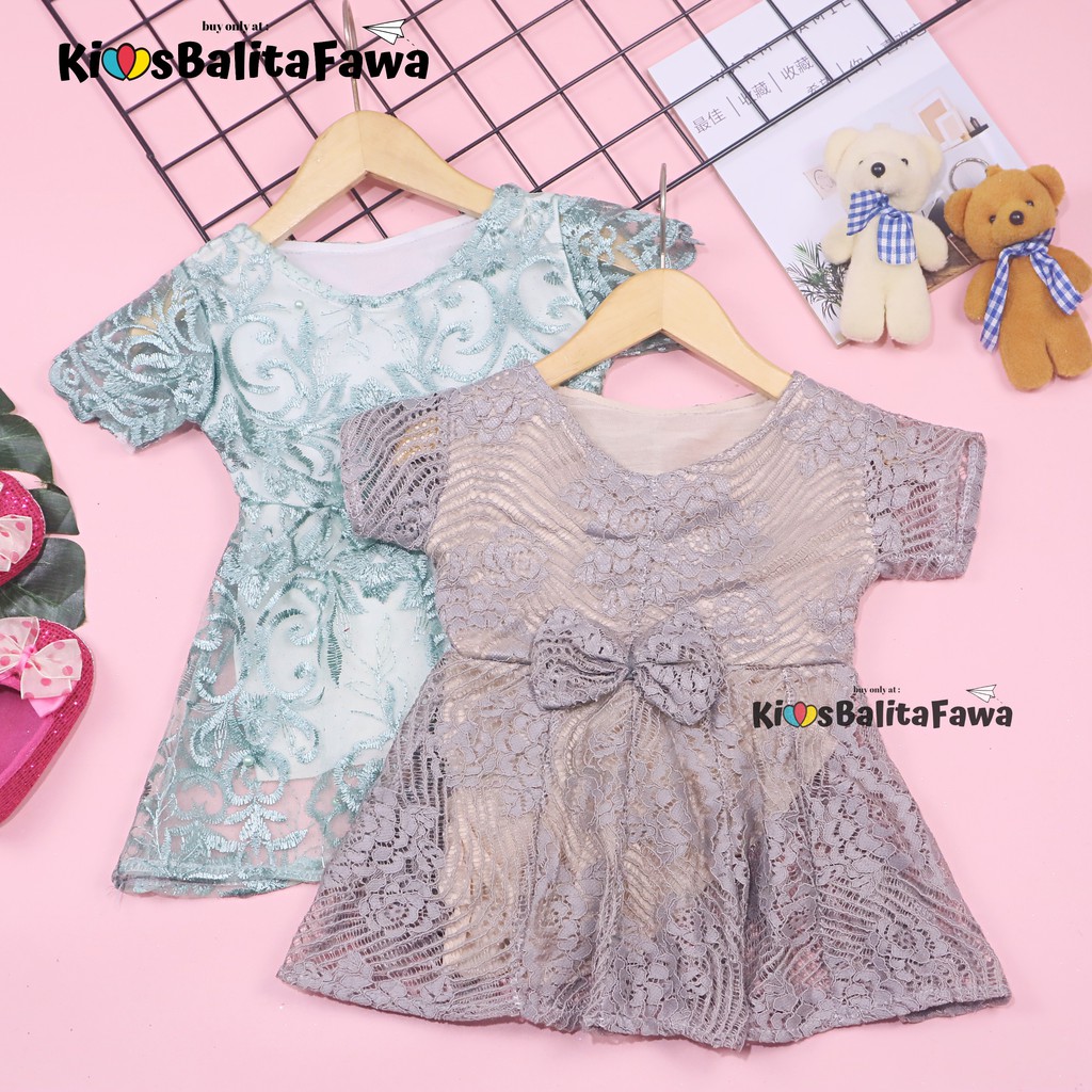 Dress Icha Brukat uk Bayi 0-6 Bulan / Dres Brokat Anak Perempuan Gaun Brukat Pesta Baju Import Baby Cewek