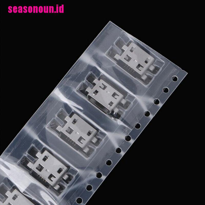 (seasonoun) 10pcs Konektor jack charger micro usb 5 pin female Tipe B