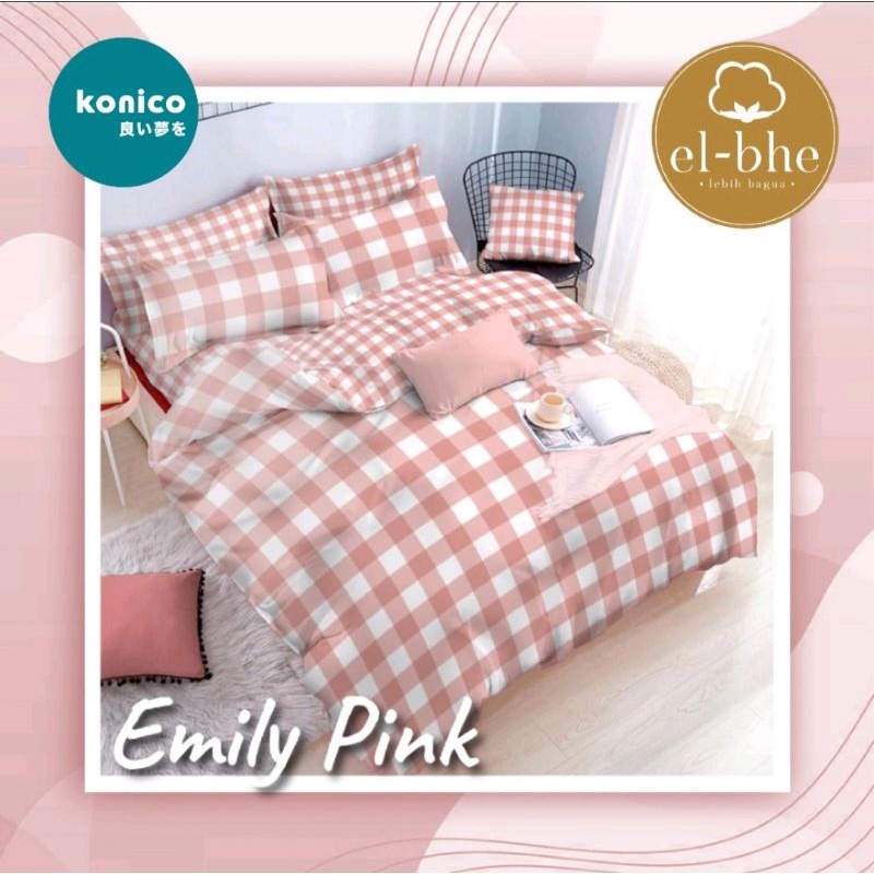 sprei aesthetic korea kotak emily pink 180x200
