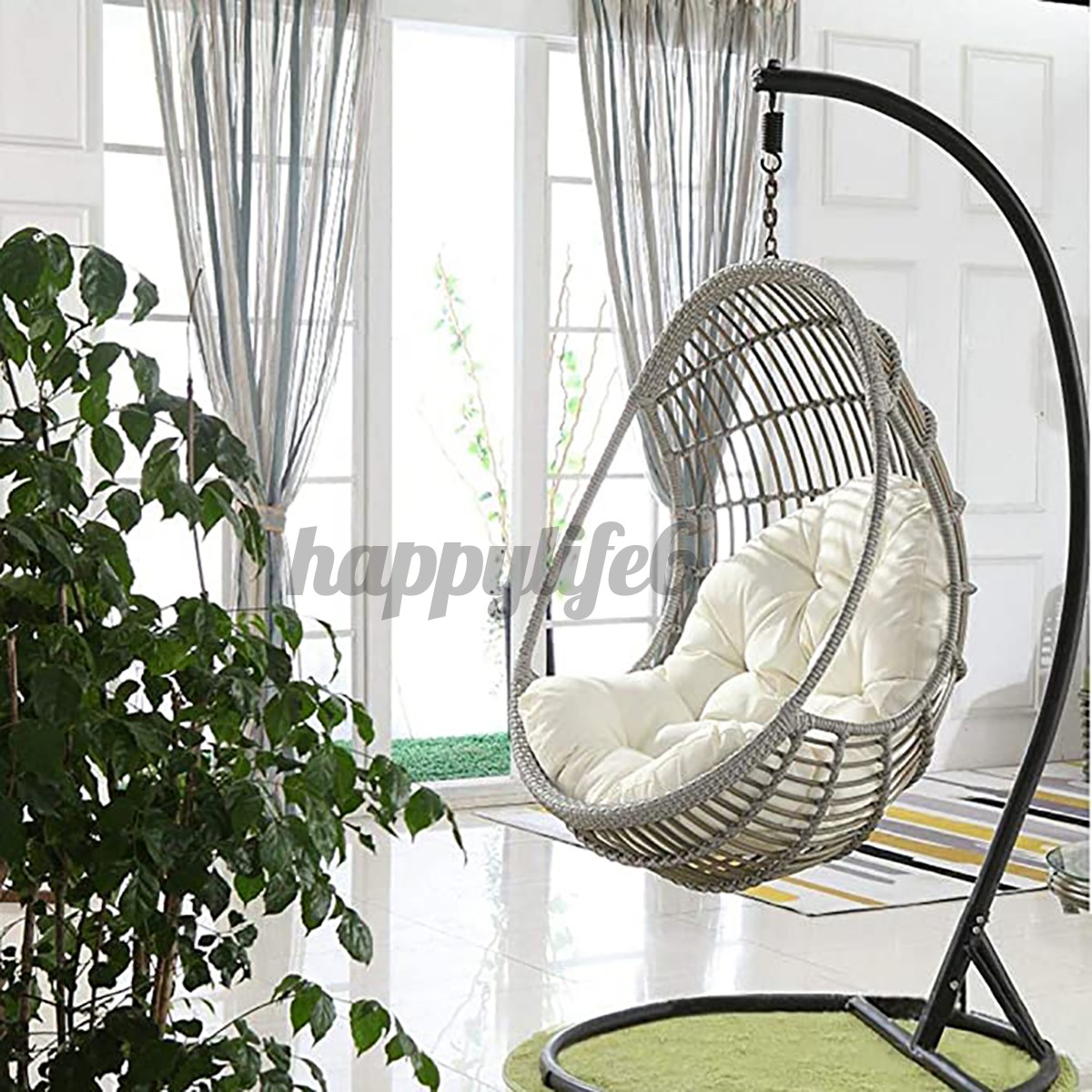 Round Hanging Egg Hammock Chair Cushion Swing Seat Cushion Thick Nest Hanging Chair Back For Indoor Outdoor Patio Happylife6 Shopee Indonesia