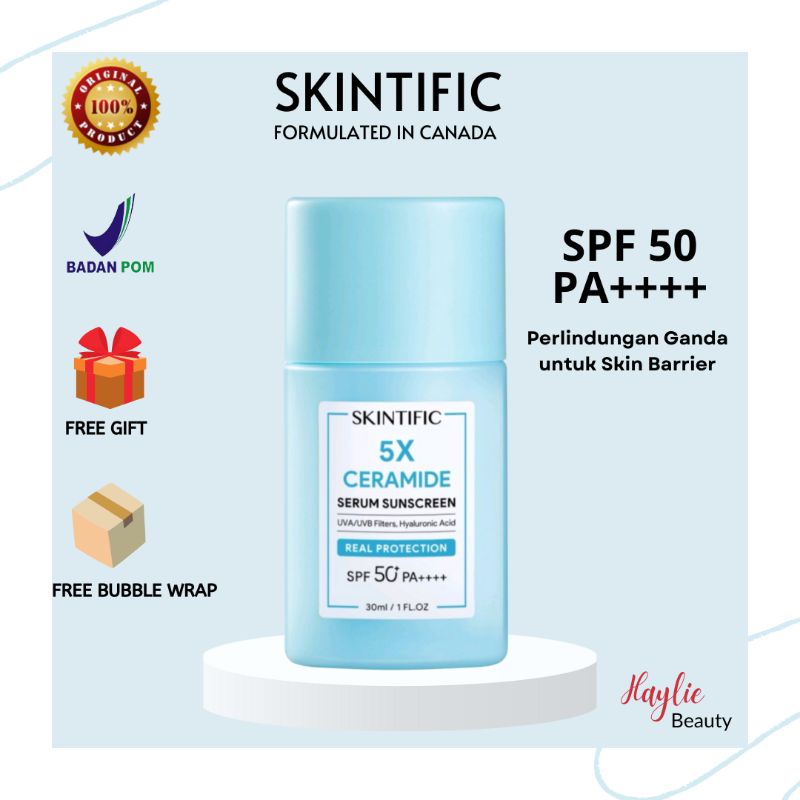 SKINTIFIC 5X Ceramide Serum Sunscreen SPF 50 PA++++ Skincare Sunblock Kulit Berminyak Semua Jenis Ku