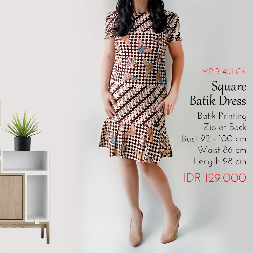 Dress Batik Wanita Dress Batik Modern - Square Batik Dress