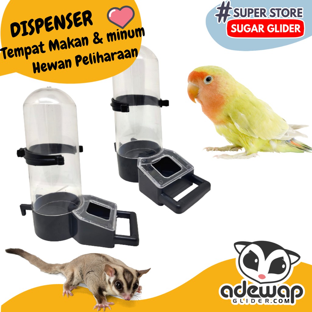 ADEWAP Dispenser Tempat Minum Makan Hewan Sugar Glider Praktis Water Dish SG Burung Tupai Hamster