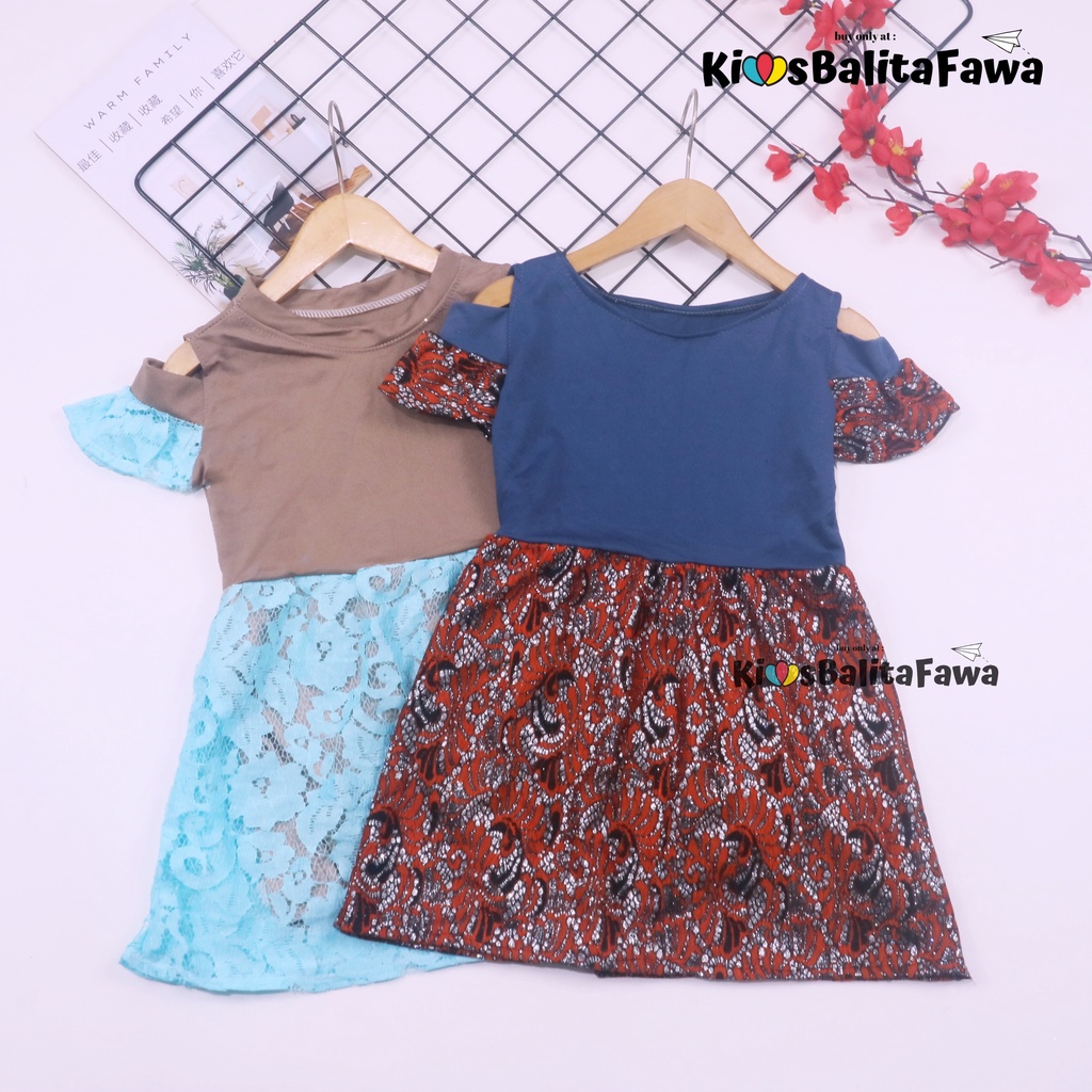 Dress Indira uk 1-2 Tahun / Dres Brukat Anak Perempuan Murah Baju Atasan Pesta Sabrina Brokat Lengan