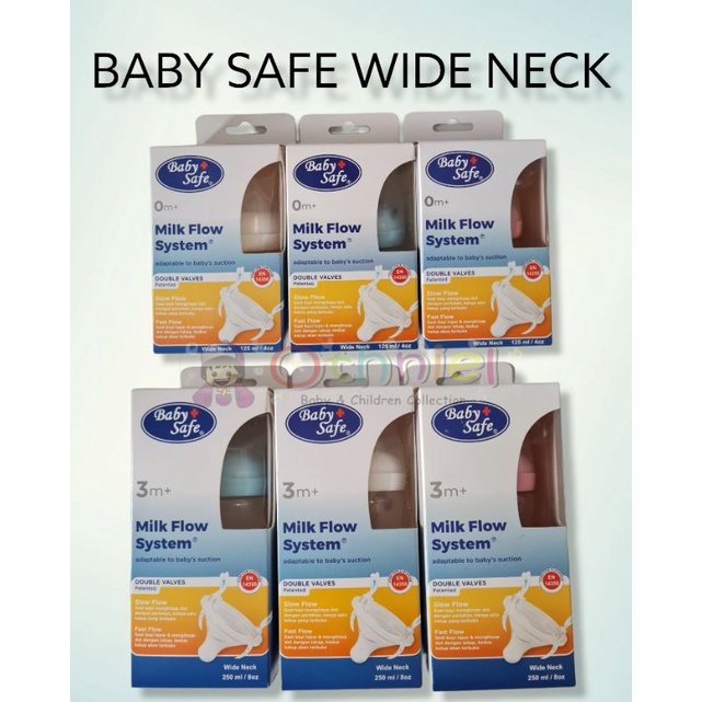 botol susu bayi baby safe wide neck 250ml 125ml wn001 wn002