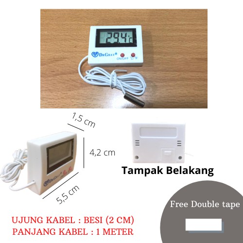 Termometer Digital DR GRAY - HT5 kabel  - suhu kulkas/freezer/pendingin/aquarium ukur suhu air - digital HT5