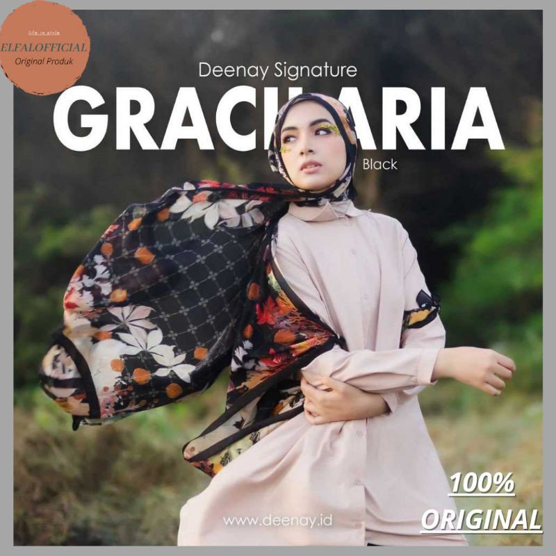 Kerudung Hijab Jilbab Cantik Deenay Gracilaria Black Original Terbaru