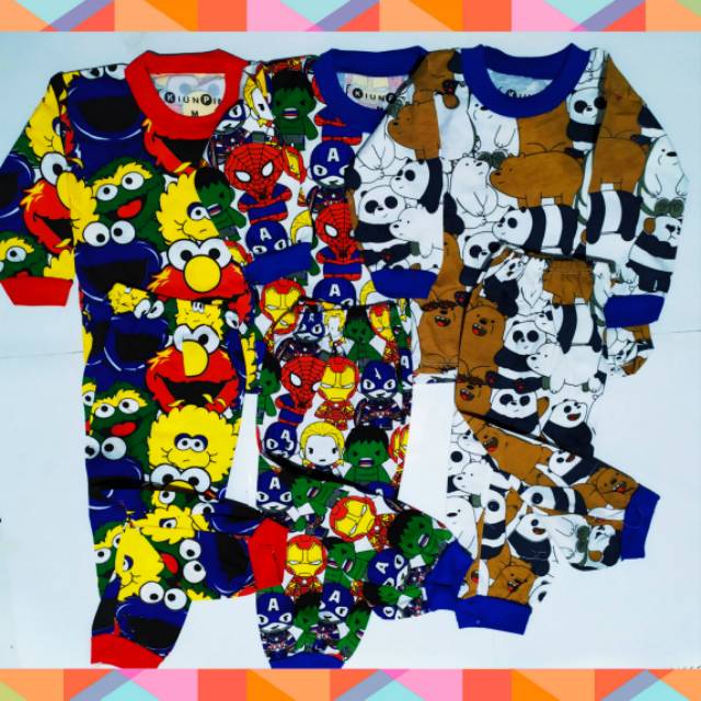 BAJU TIDUR ANAK PIYAMA ANAK BAJU ANAK COWOK BAJU TIDUR ANAK CEWEK UKURAN 1-4 TAHUN