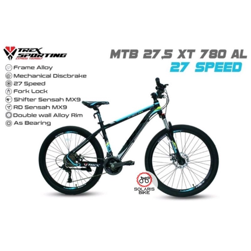 Sepeda Gunung MTB 26 27.5 Trex XT 780 AL 27s