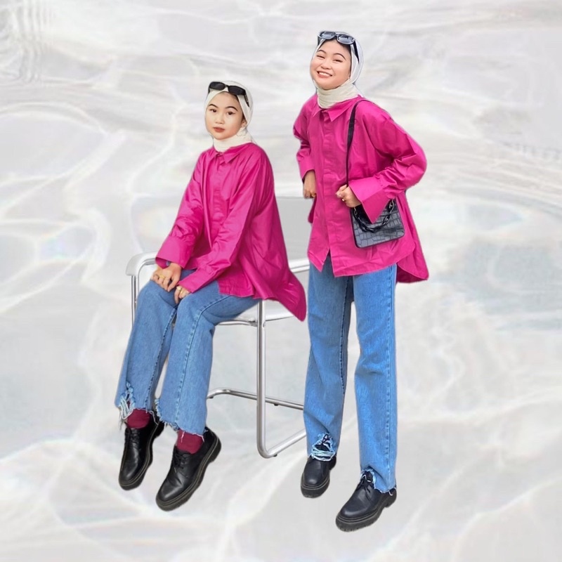 kemeja fanta Top Atasan Wanita Shirt Fushia Kemeja Polos belakang seyha Kalinea