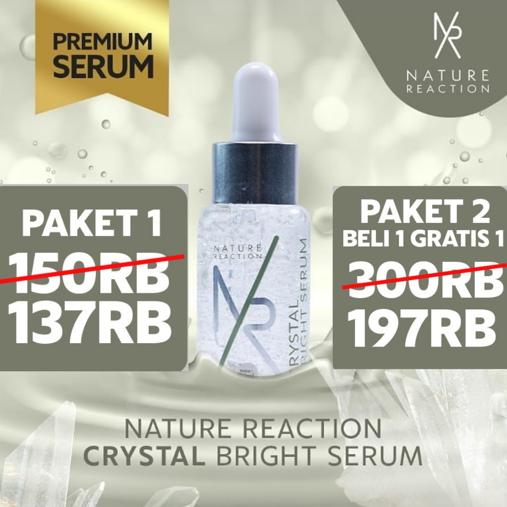 Serum Pemutih Wajah Glowing Nature Reaction Crystal Bright Serum NR