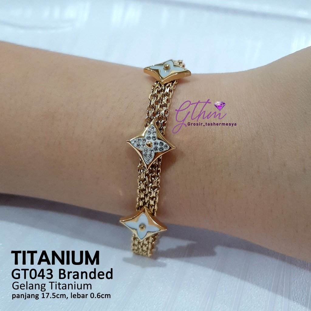 gelang Tangan Wanita Titanium Branded Fashionable Anti Karat gt043 gthm