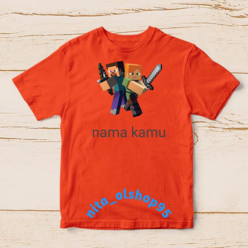 baju anak minecraft bisa pake nama / kaos anak promo