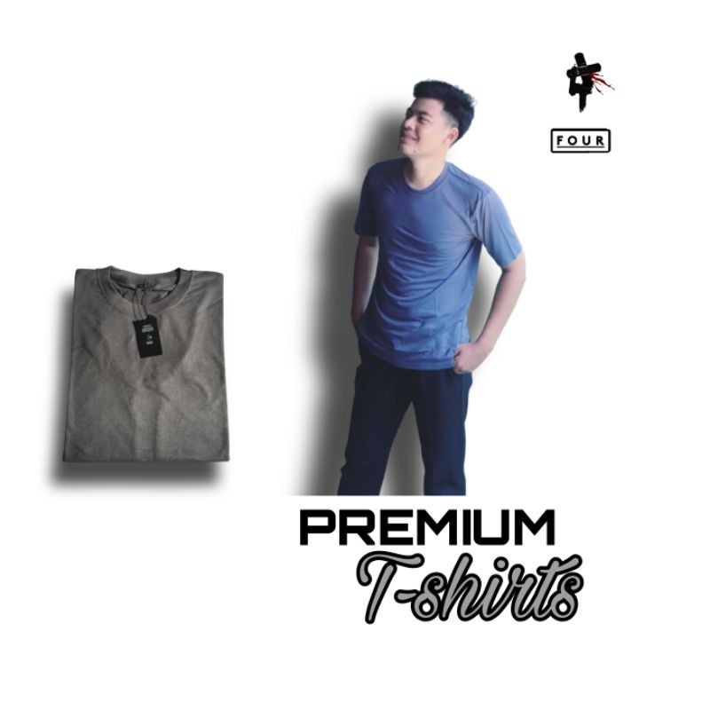 Kaos polos PREMIUM bahan catton bamboo-F.O.U.R-(ABU-ABU SEDANG)