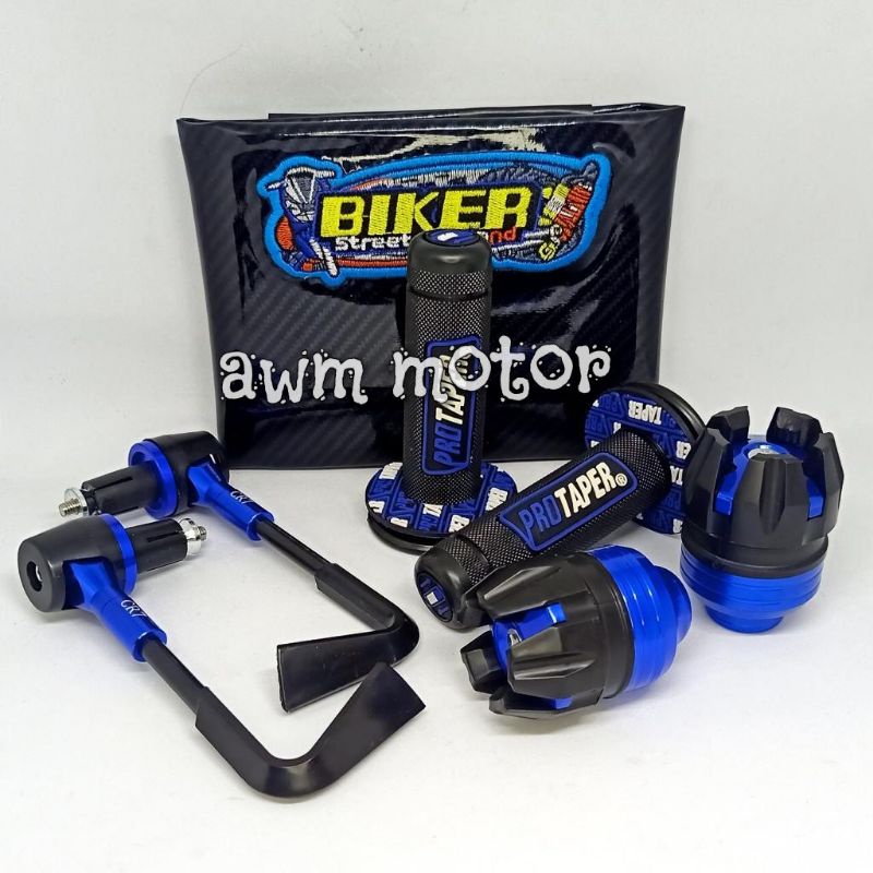 kulit jok karbon Hitam+ grip Protaper + proguard L + Jalu as roda depan Universal