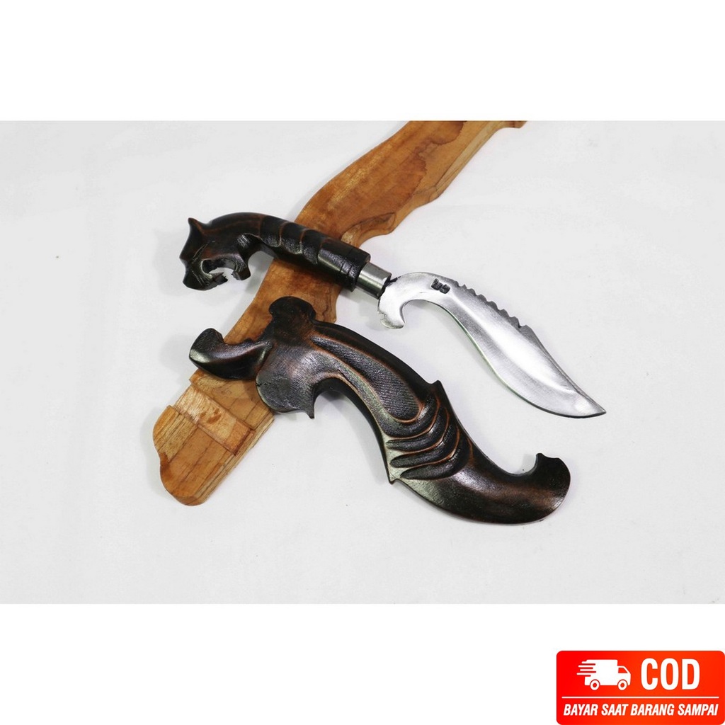 hockey Kujang Ukir Macan Kujang Mini Tajam Baja Per