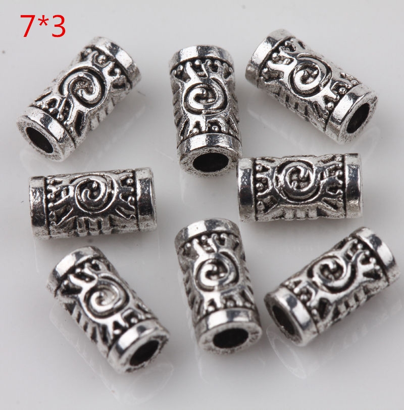 50 / 100pcs Manik-Manik Spacer Lapis Silver Ukuran 7x3mm Gaya Eropa Untuk Membuat Perhiasan Diy