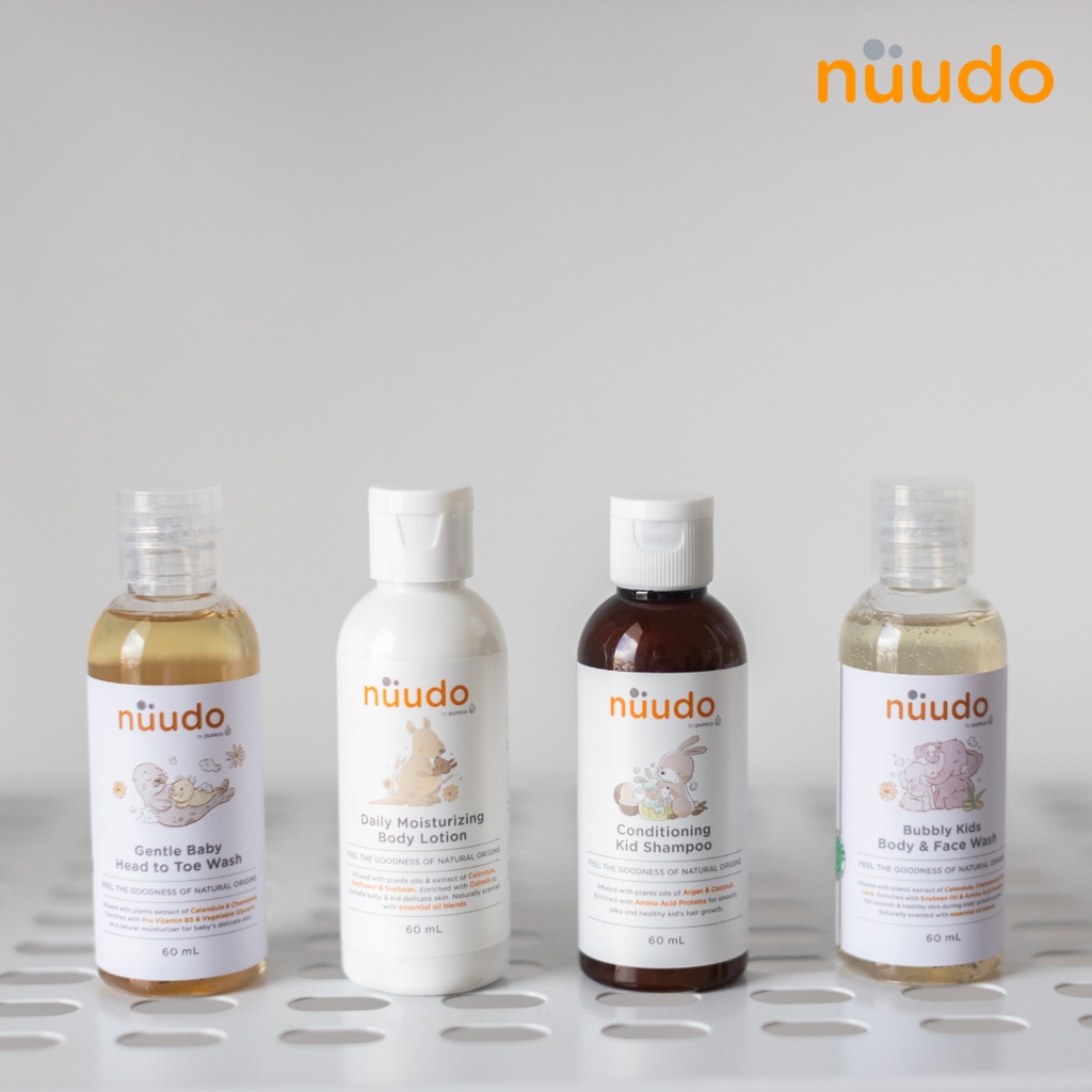 NUUDO - NUUDO BY PURECO GENTLE BABY HEAD TO TOE WASH - BUBBLY KIDS BODY WASH TO FACE KIDS SHAMPOO-DAILY LOTION TRAVEL SIZE 60ML SABUN MANDI BAYI-ANAK