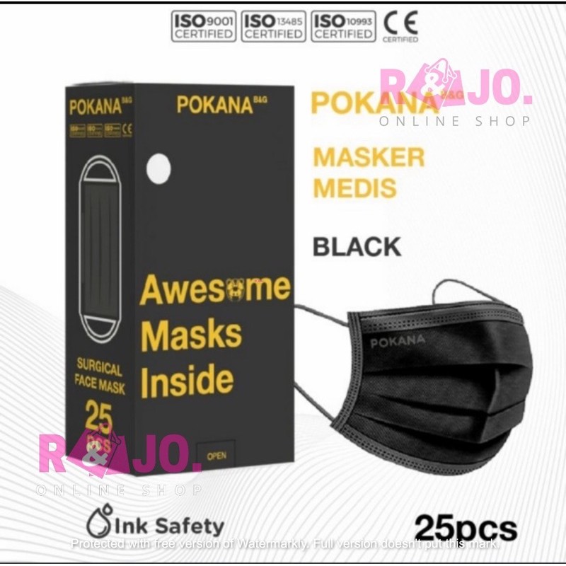 Masker Surgical Earloop 3ply Premium Pokana isi 25 pcs