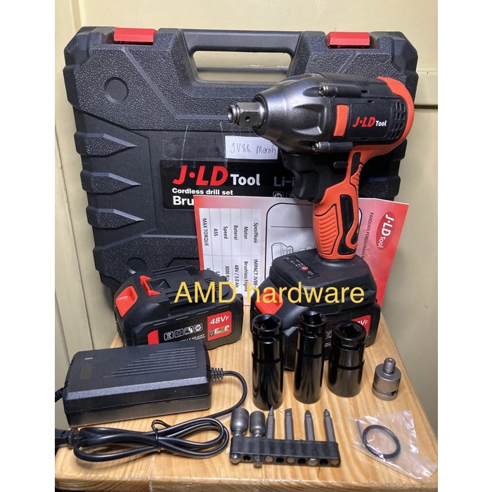 Mesin Bor Jv88 Jld Impact Wrench Cordless Brushless Buka Baut Sock Baterai 48V