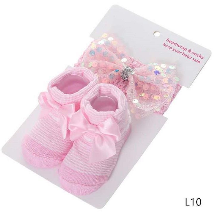 Kaos Kaki Bandana Set Cantik Lucu Fashion 0-12 bulan