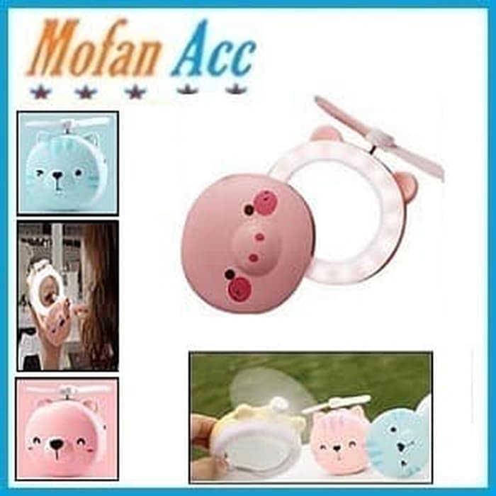 CERMIN LED MINI FAN kipas karakter / Kipas Mini Portabel Cermin led