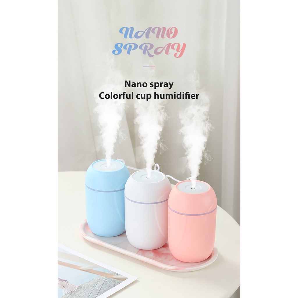 Air Humidifier Aroma Difusier Aromaterapi Mini Cool Diffuser Aromatherapy Purifier Pelembab Alat Pengharum Ruangan Kipas   Dengan Humidifier 220ml Aktual Lampu LED Essential Oil