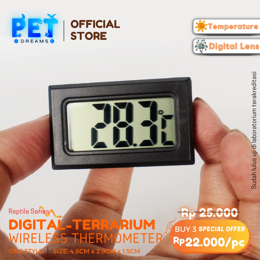 PROMO WIRELESS DIGITAL THERMOMETER PENGUKUR SUHU KANDANG NOMOY REPTIL SULCATA KURA TORTO