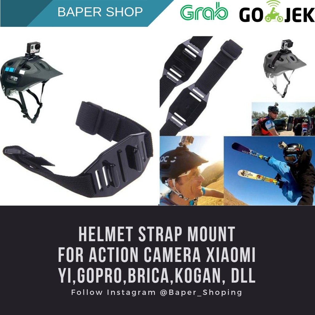 Helmet Strap Mount Tali Helm Sepeda Mounting Strap Kamera Action Camera Gopro Xiaomi Yi Kogan Bpro