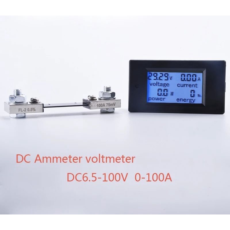 PZEM-051 MONITOR DC WATT METER 6,5 - 100 volt shunt 100A voltmeter ammeter energy digital lcd blue b