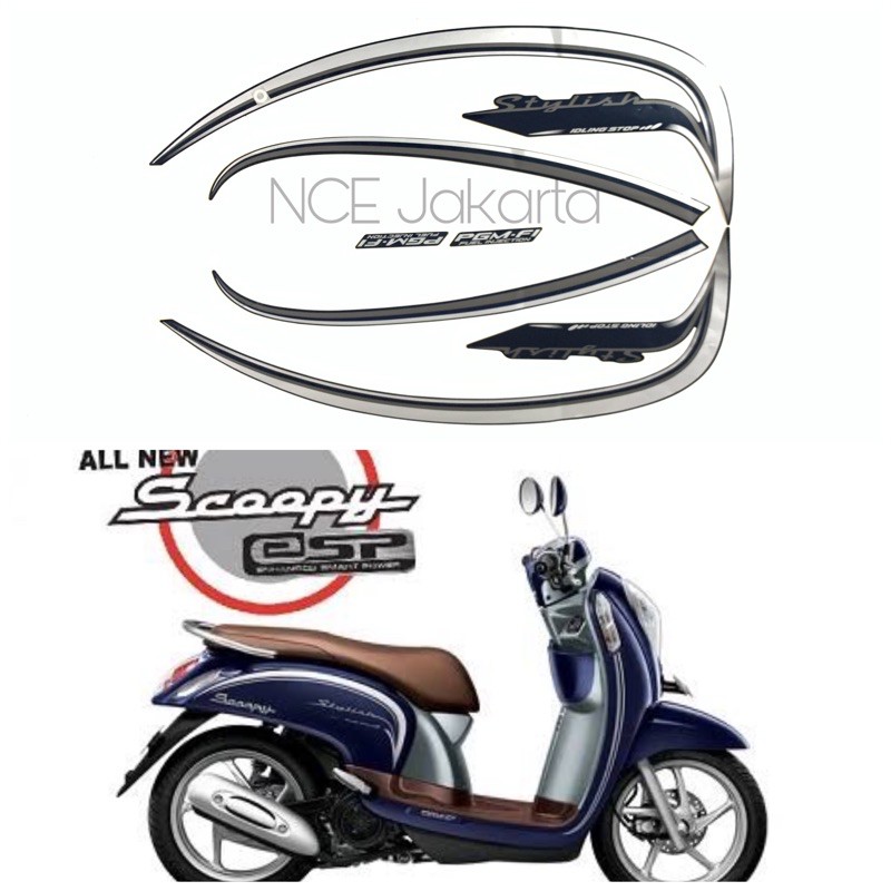 STIKER STRIPING SCOOPY FI STYLISH 2016 DARK BLUE