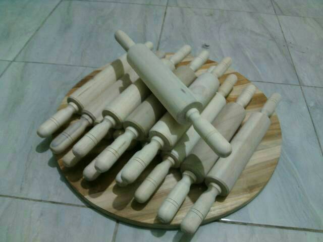 Rolling pin kayu MUTER &amp; BIASA / Roller Penggiling / Penggilas Adonan kue bahan kayu / Rolling Pin Kayu Waru