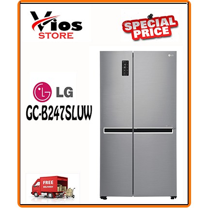Kulkas Side by Side LG GC-B247SLUW, Kapasitas 687L, Warna Platinum Silver