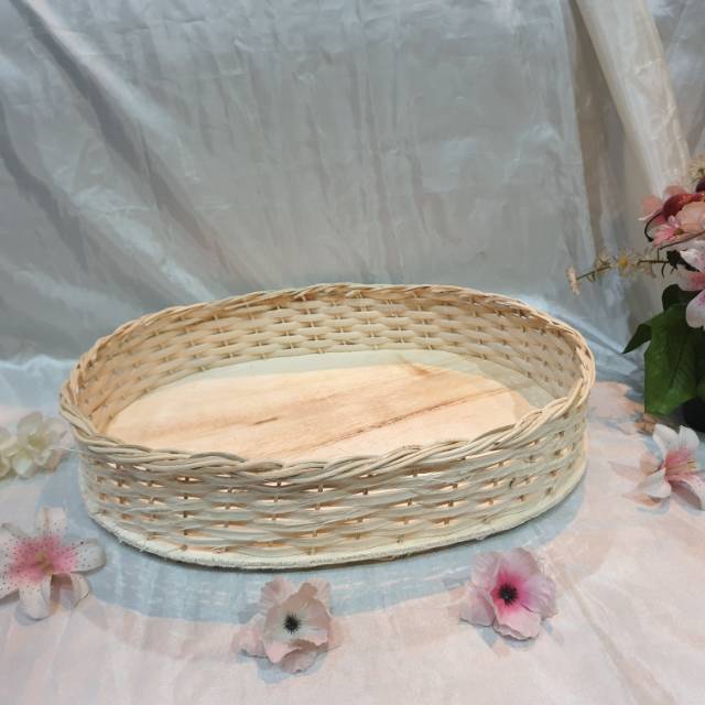  K8L Keranjang rotan oval 36x28x7 kotak hantaran 