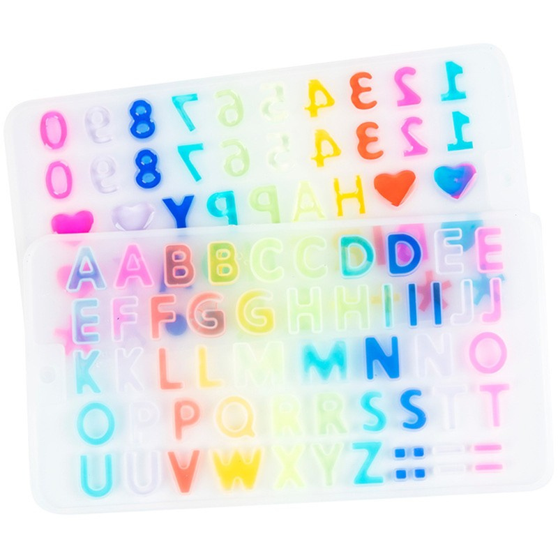 Glitter 2 Pcs Alphabet Crystal Epoxy Resin Mold English Letters Number Pendant Keychain Casting Silicone Mould DIY Crafts Jewelry Making Tools