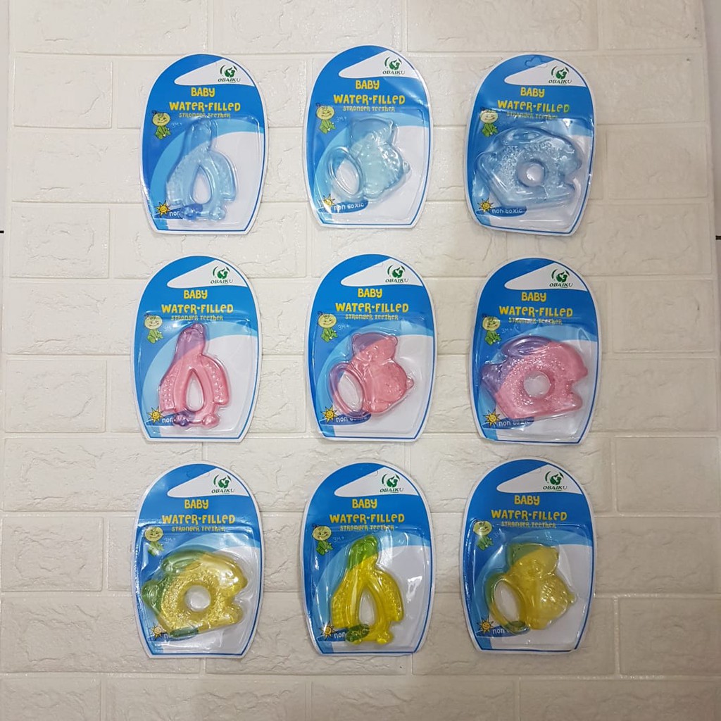 Gigitan Bayi OBAIKU Alat Bantu Gigit Bayi Isi Air Baby Water Filled Stronger Teether 3+ Non Toxi