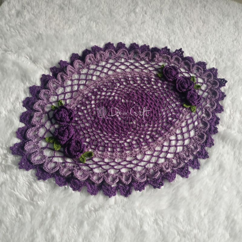 Taplak Meja Vintage Oval Rajut