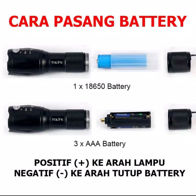 SENTER LED CAS LAMPU TENDA CAMPING EMERGENCY SWAT POLICE Charge