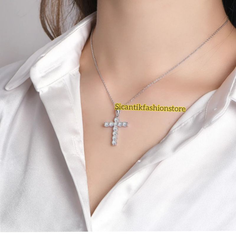 Kalung Salib Kalung Titanium liontin Salib Terlaris Anti Karat Tidak Luntur Liontin Salib Silver