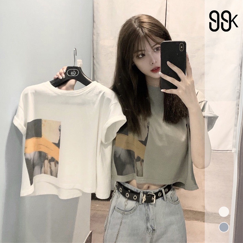 Korean Oversized Crop Top  Atasan Lengan Pendek 2509 (M/L/XL)