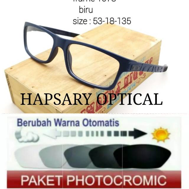 Paket Hemat Frame Kacamata Sporty Free Lensa Photocromic Anti UV, Kaca mata Minus Anti Radiasi