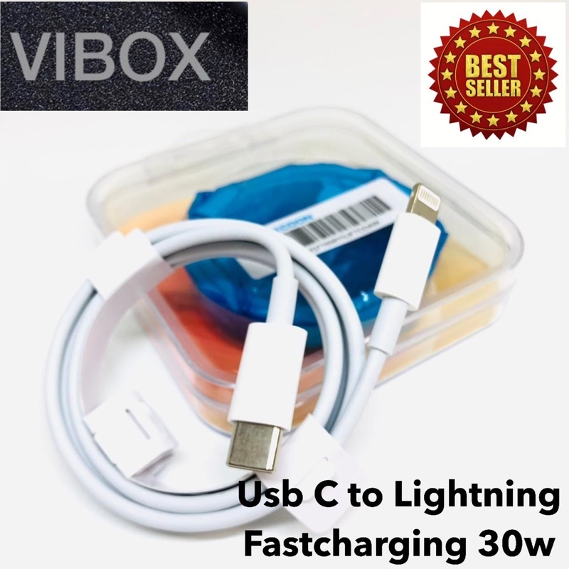 Kabel Vibox ip13 usb c to lightning fast charging 30w pack kaca premium Promo Sen