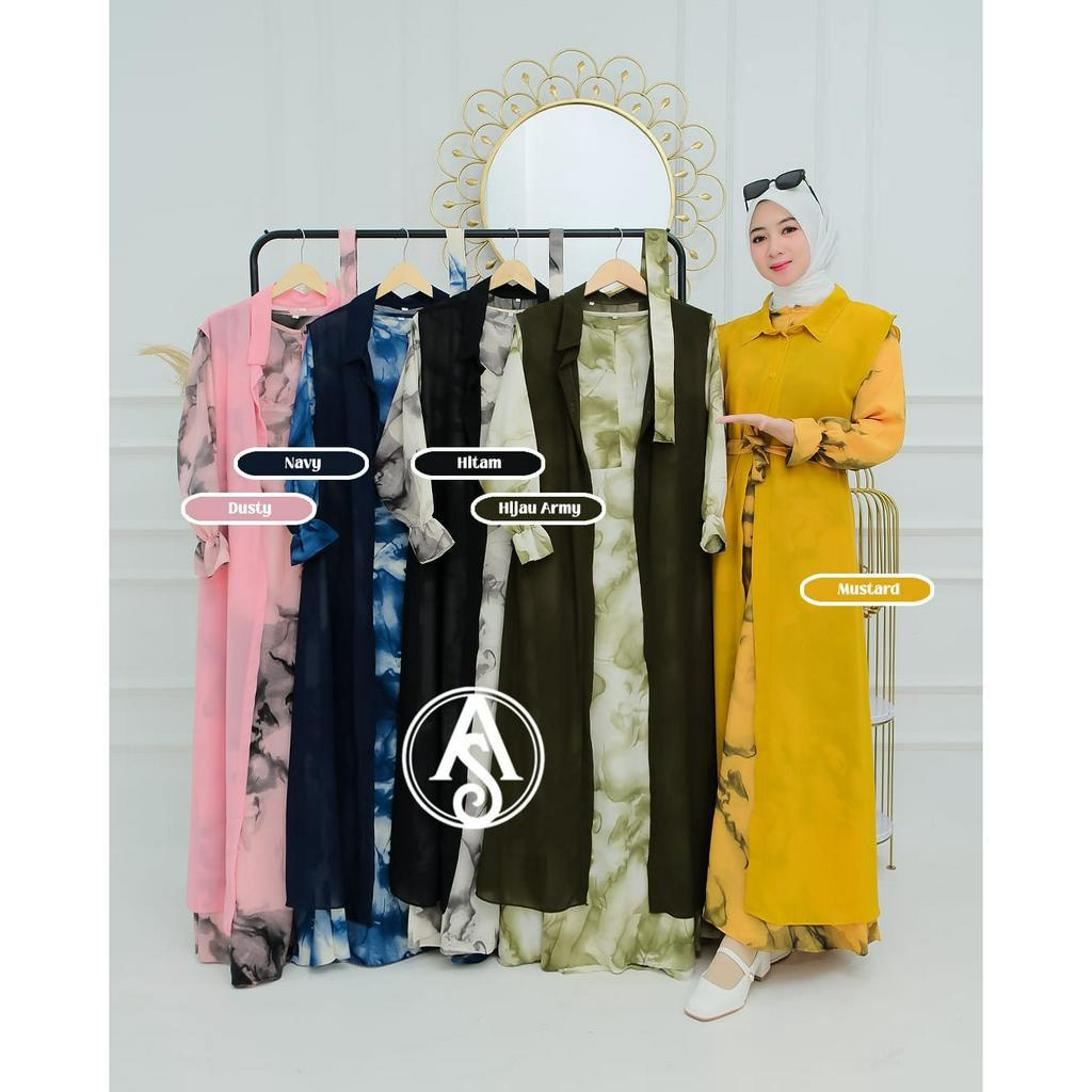 LANGSUNG KIRIM GAMIS SYAKILA PLUS BLAZER CERUTY PISAH// KANCING MUTIARA //OUTER CERUTY BEBYDOLL//BUSUI