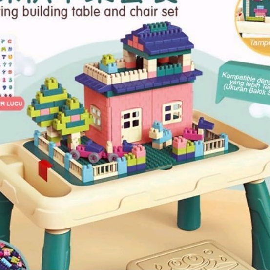 Meja Lego Building Block - Mode Belajar dan Mode Puzzle GRATIS KURSI